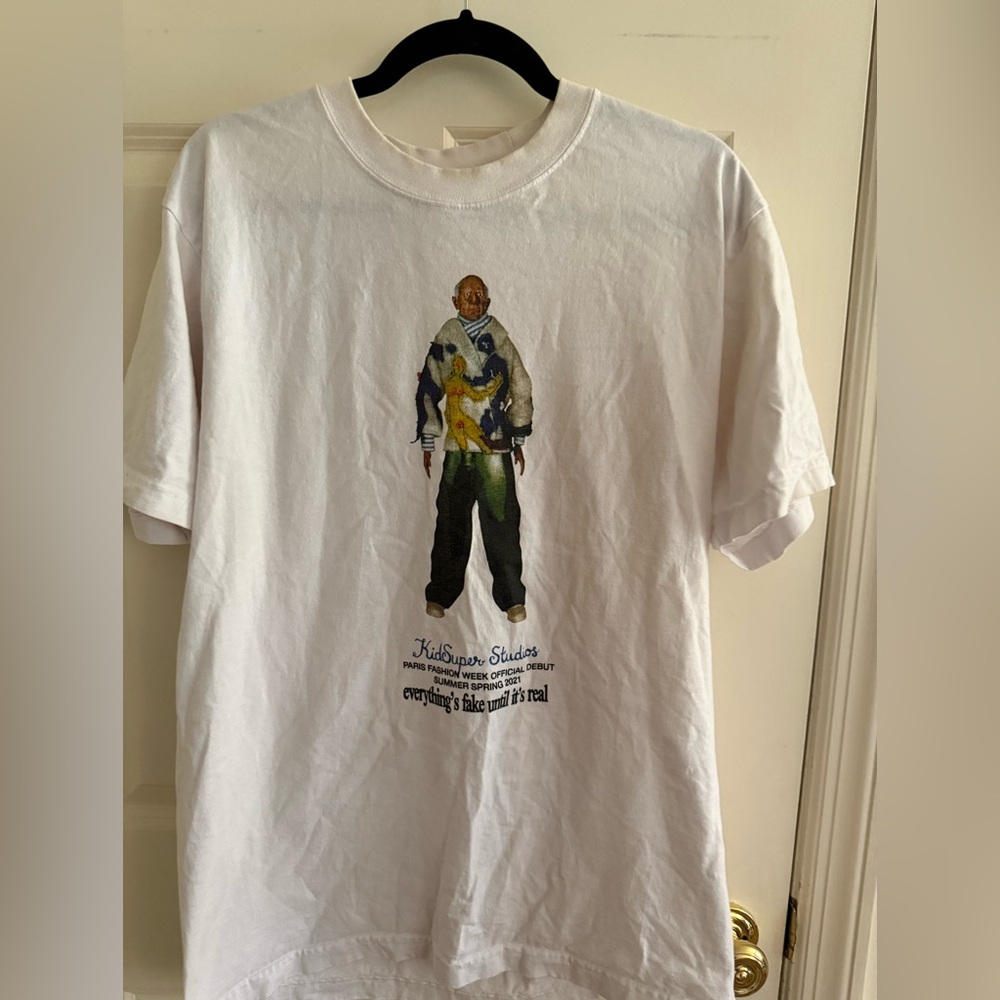 White Graphic Tee with Artistic Print